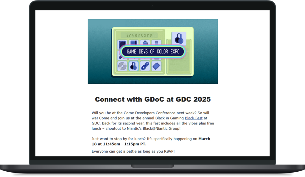 mockup of newsletter header on laptop screen